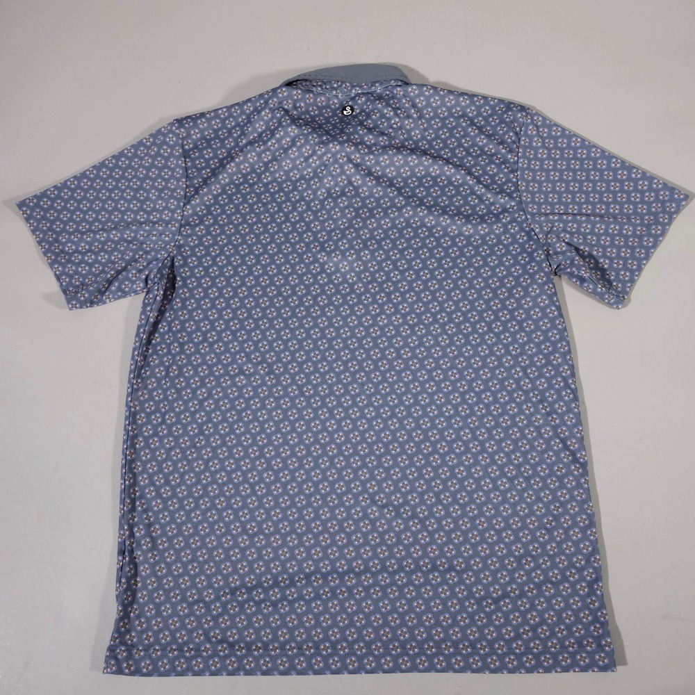 Swannies Golf Polo Mens XL Blue Geometric Performance Short Sleeve Shirt - Picture 7 of 7